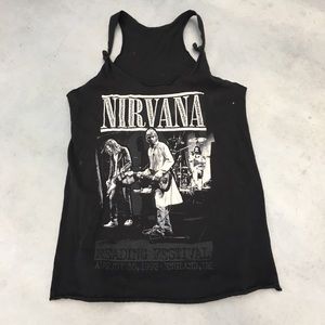 Vintage 90's Nirvana festival tank top black white